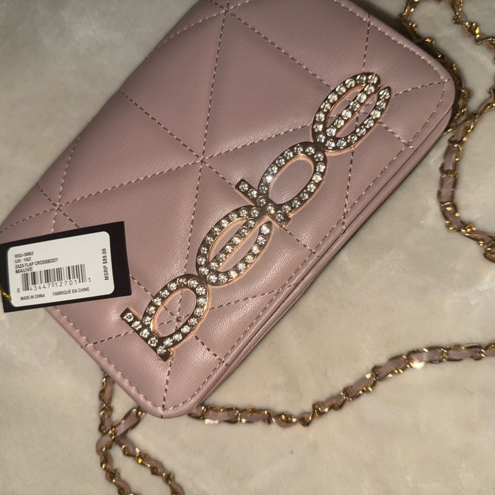 Bebe Pink Quilted Crossbody Bag